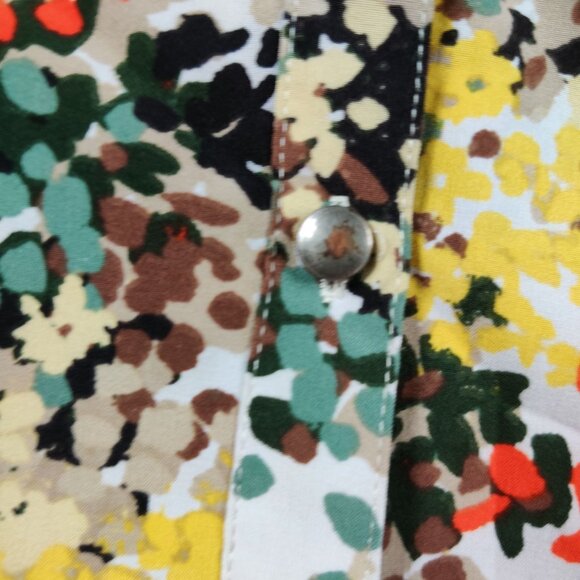 Laura Scott Womens Blouse Long Sleeve Button Shirt V Neck Abstract Floral sz M - Picture 6 of 10